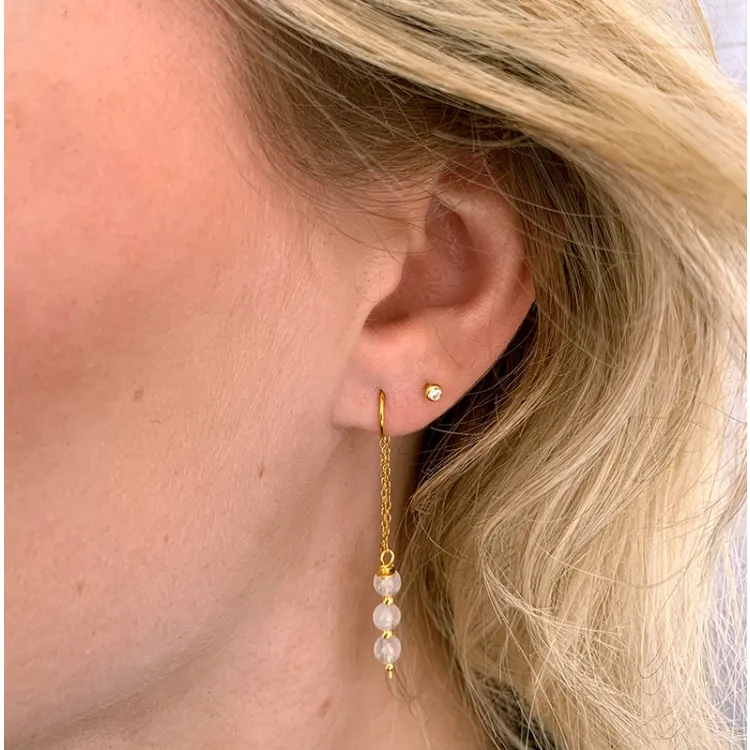 maansteen ketting oorbellen in verguld zilver - Loom Stones