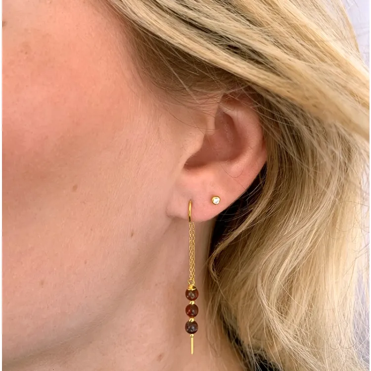 rode jasper ketting oorbellen in verguld zilver - Loom Stones