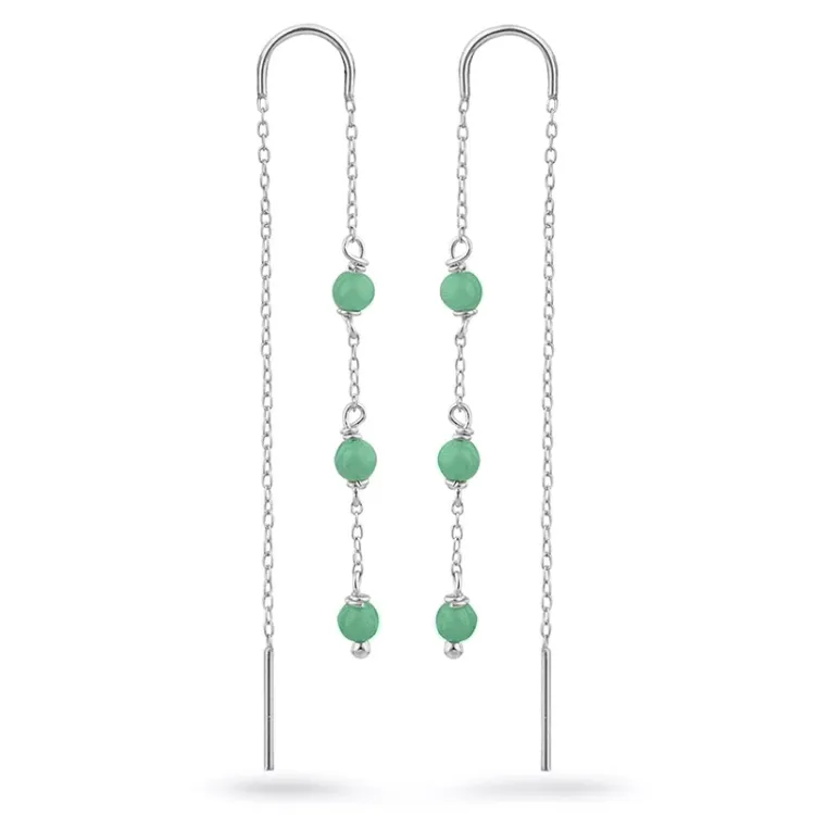 amazoniet ketting oorbellen in zilver - Loom Stones