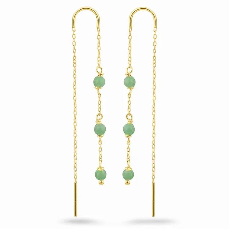 amazoniet ketting oorbellen in verguld zilver - Loom Stones