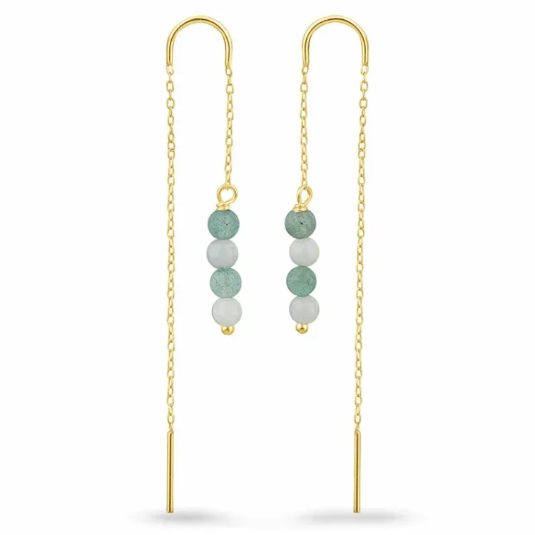 amazoniet ketting oorbellen in verguld zilver - Loom Stones