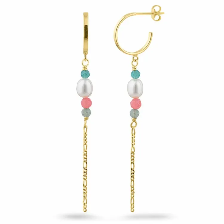 schattige lazuursteen ketting oorbellen in verguld zilver - Loom Stones