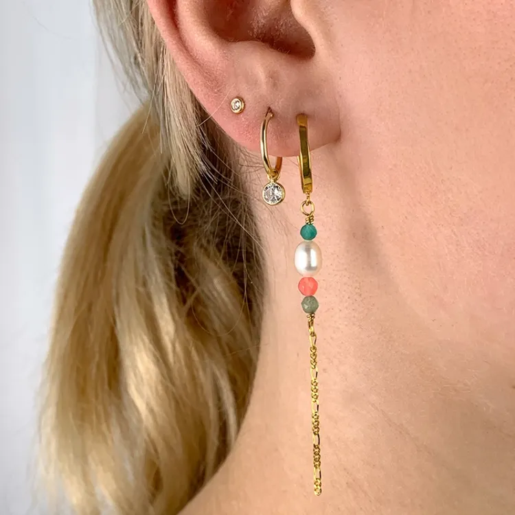 schattige lazuursteen ketting oorbellen in verguld zilver - Loom Stones