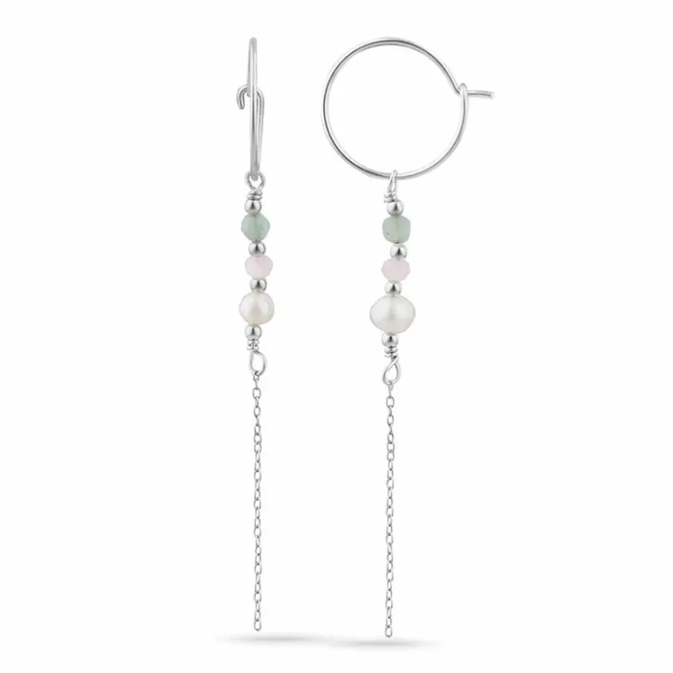 groene agaat ketting oorbellen in zilver - Loom Stones