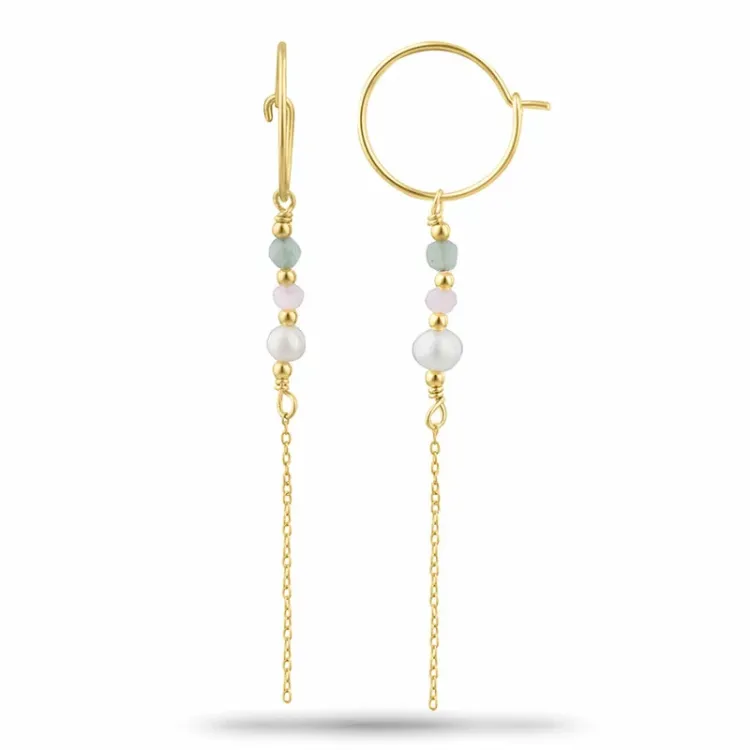 groene agaat ketting oorbellen in verguld zilver - Loom Stones