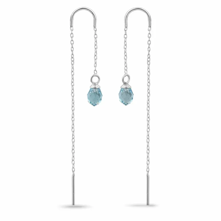 blauwe topaas glas ketting oorbellen in zilver - Loom Stones
