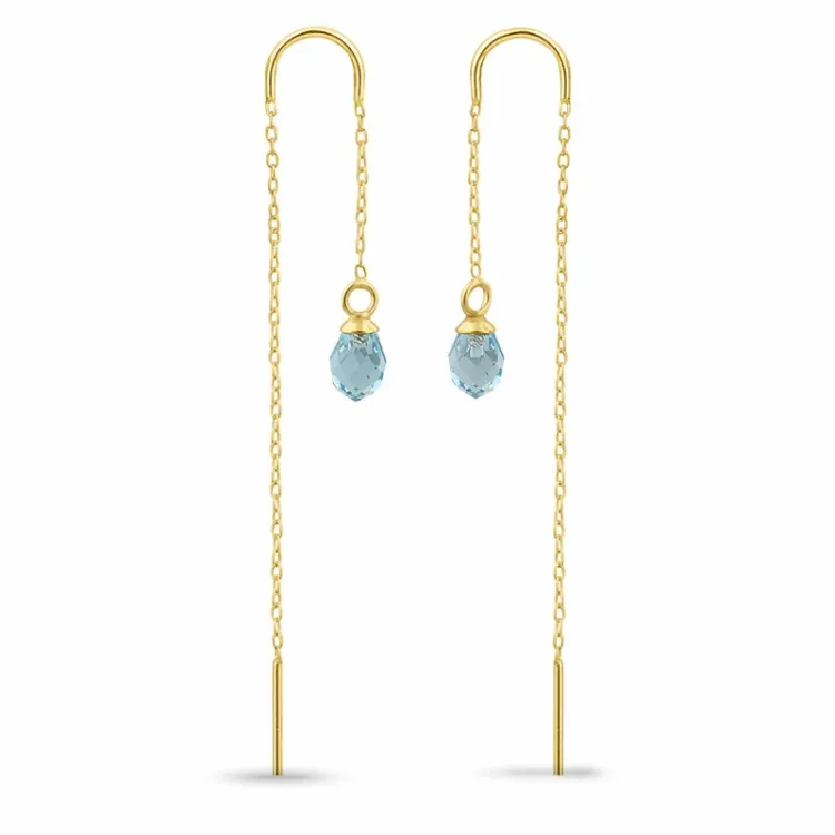 blauwe topaas glas ketting oorbellen in verguld zilver - Loom Stones