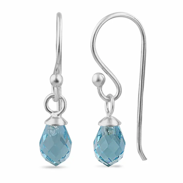 blauwe topaas glas oorhanger in zilver - Loom Stones