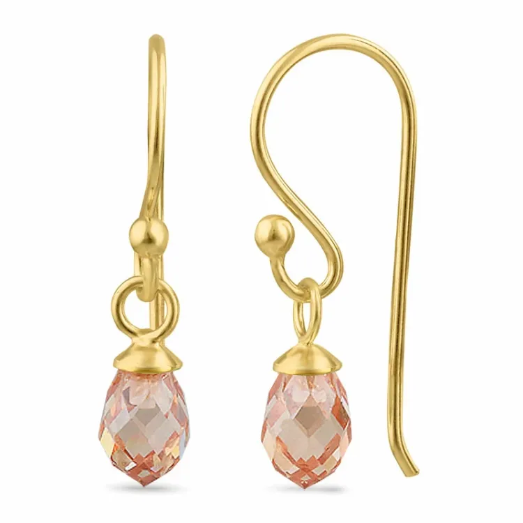 champagnekleurig zirkoon oorhanger in verguld sterlingzilver - Loom Stones