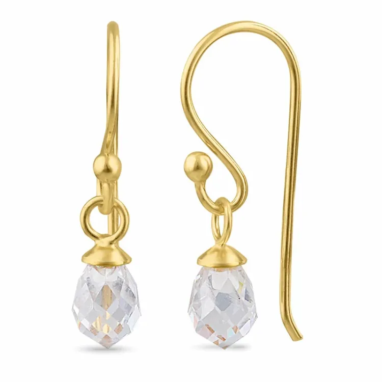 witte zirkoon oorhanger in verguld zilver - Loom Stones