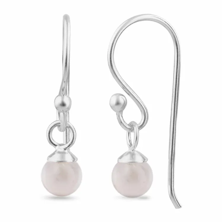 roze kwarts oorhanger in zilver - Loom Stones