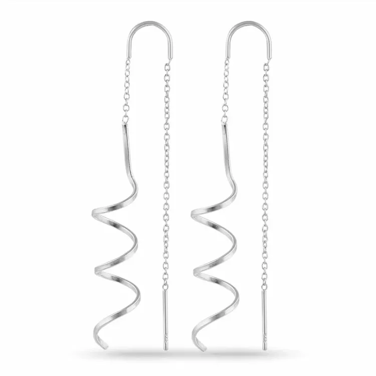 lange ketting oorbellen in zilver