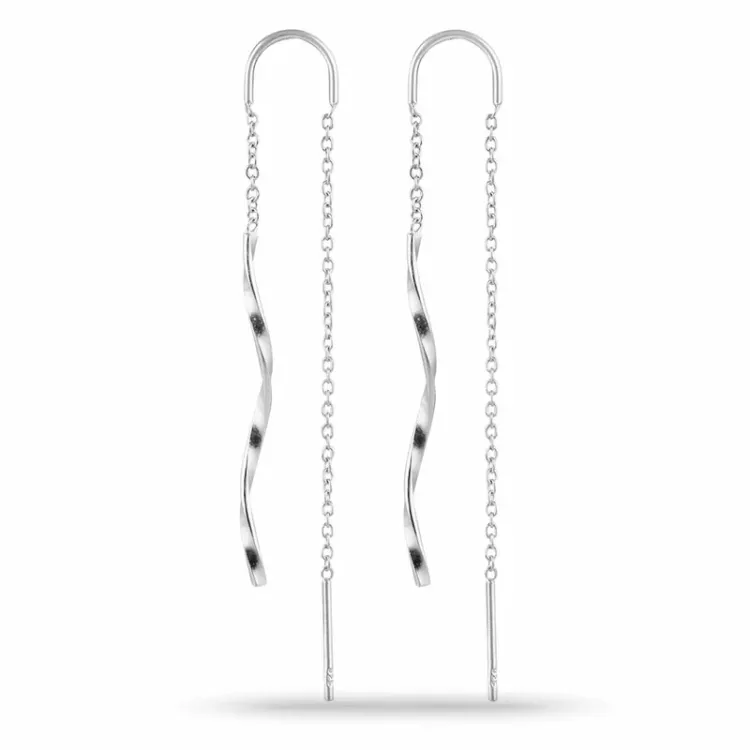lange ketting oorbellen in zilver