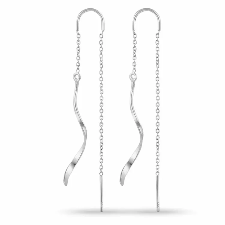 lange ketting oorbellen in zilver