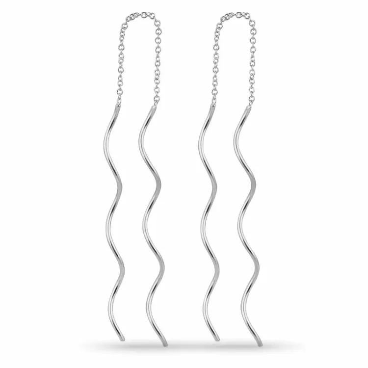 lange ketting oorbellen in zilver