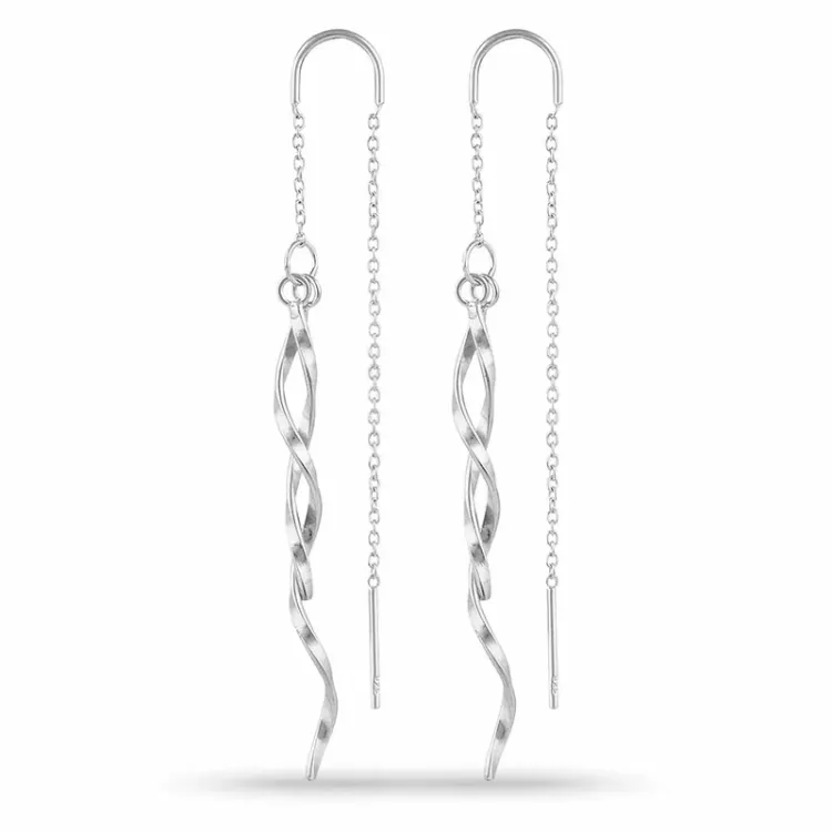 lange ketting oorbellen in zilver