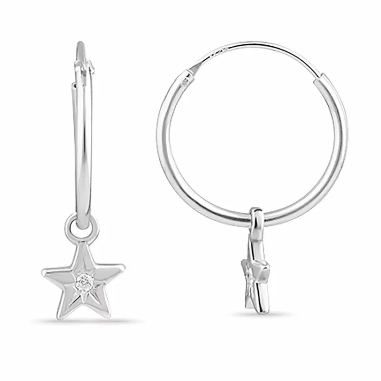 13 mm ster zirkoon creool in zilver