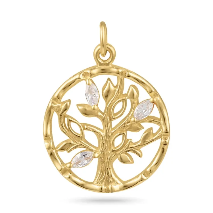 boom van het leven witte hanger in verguld sterlingzilver