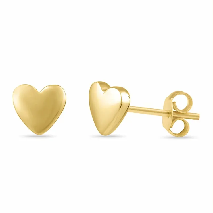 hart oorsteker in verguld sterlingzilver