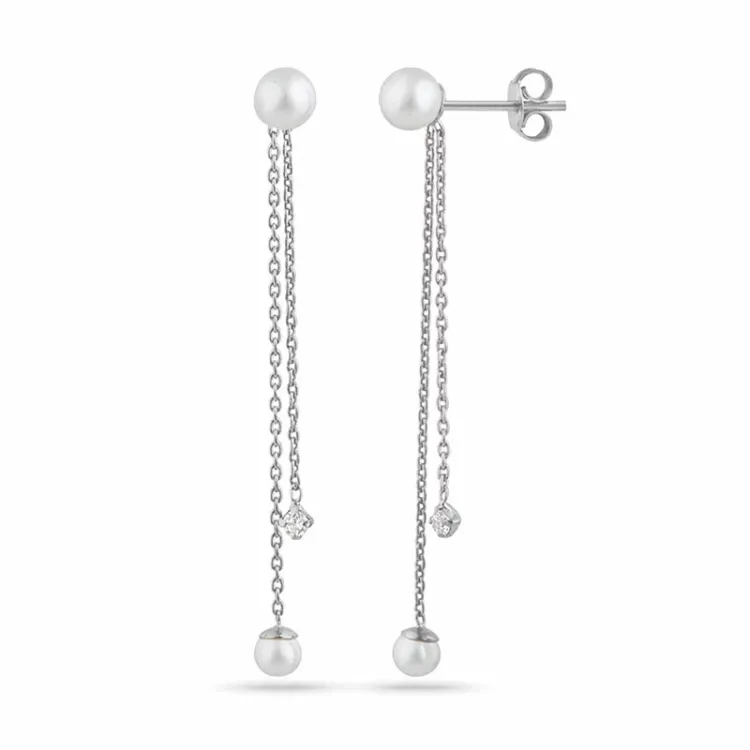 lange ketting oorbellen in zilver