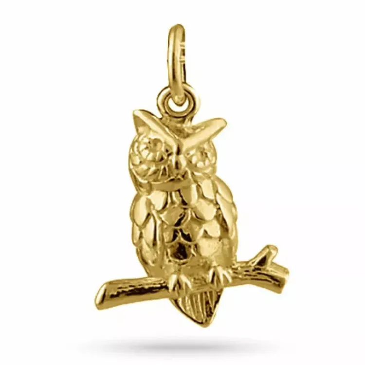 Uil hanger in verguld sterlingzilver