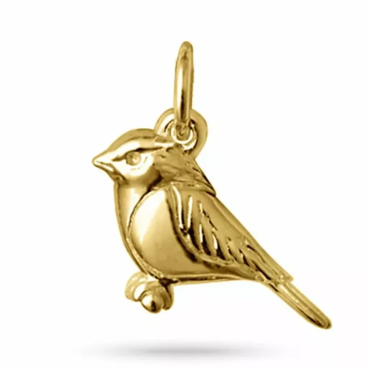 Vogel hanger in verguld sterlingzilver