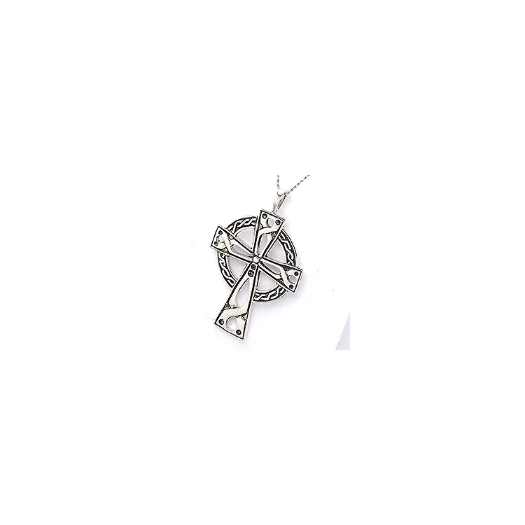 Breed kruis hanger in geoxideerd sterlingzilver