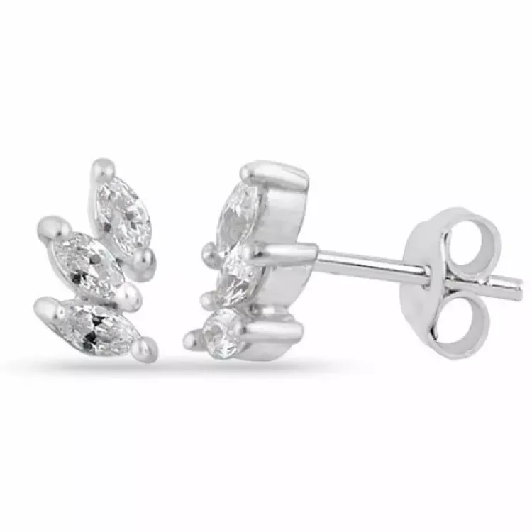 zirkoon oorsteker in zilver