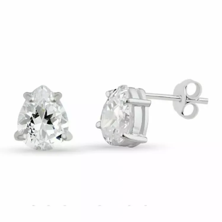 druppel zirkoon oorsteker in zilver