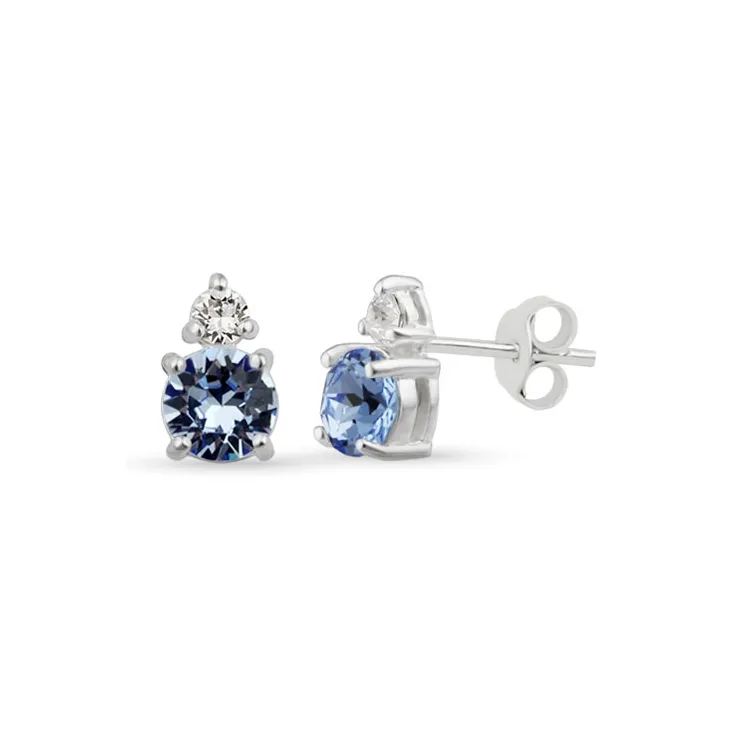 kristal oorsteker in zilver