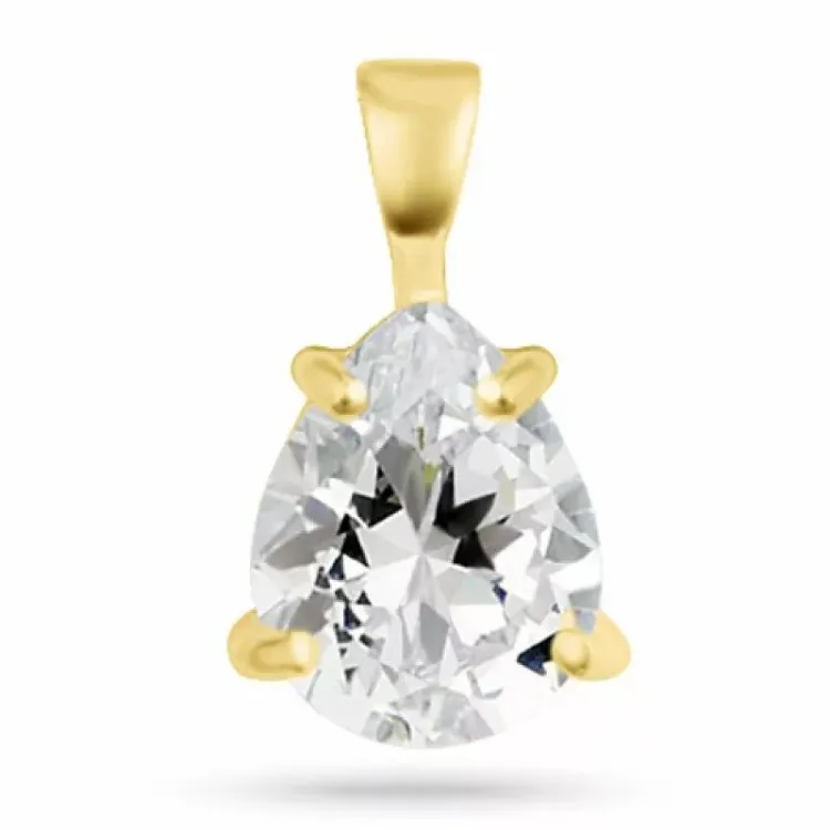 druppel zirkoon hanger in verguld sterlingzilver