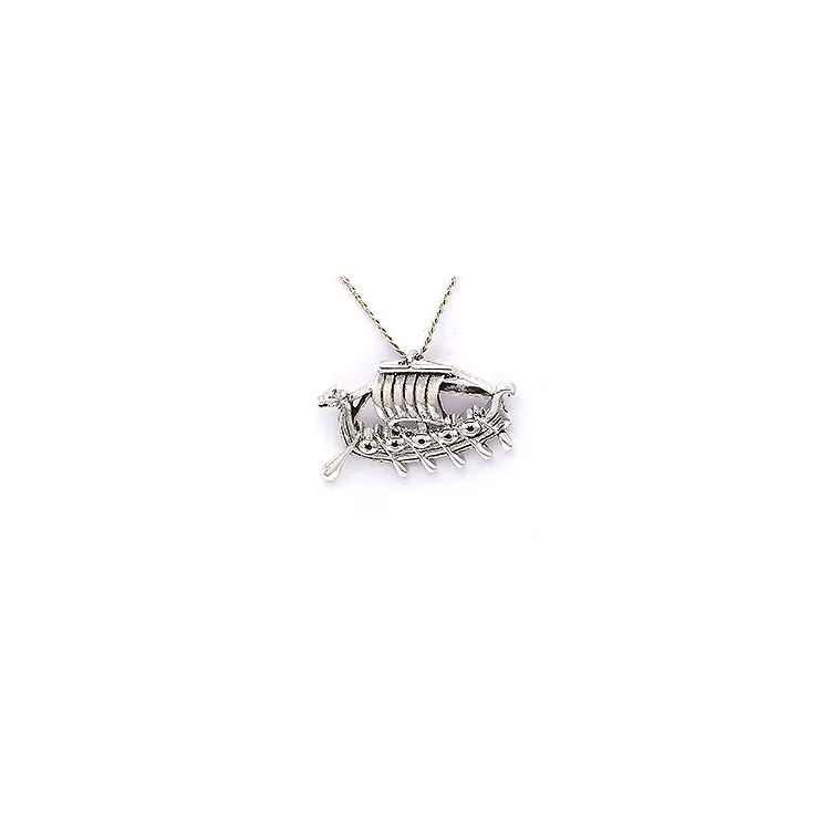 vikingschip hanger in geoxideerd sterlingzilver