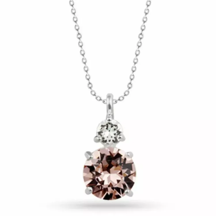 kristal ketting in zilver met hanger in zilver