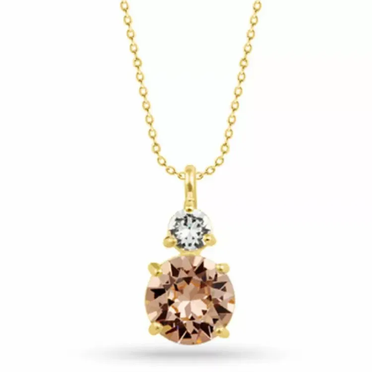 kristal ketting in verguld sterlingzilver met hanger in verguld sterlingzilver