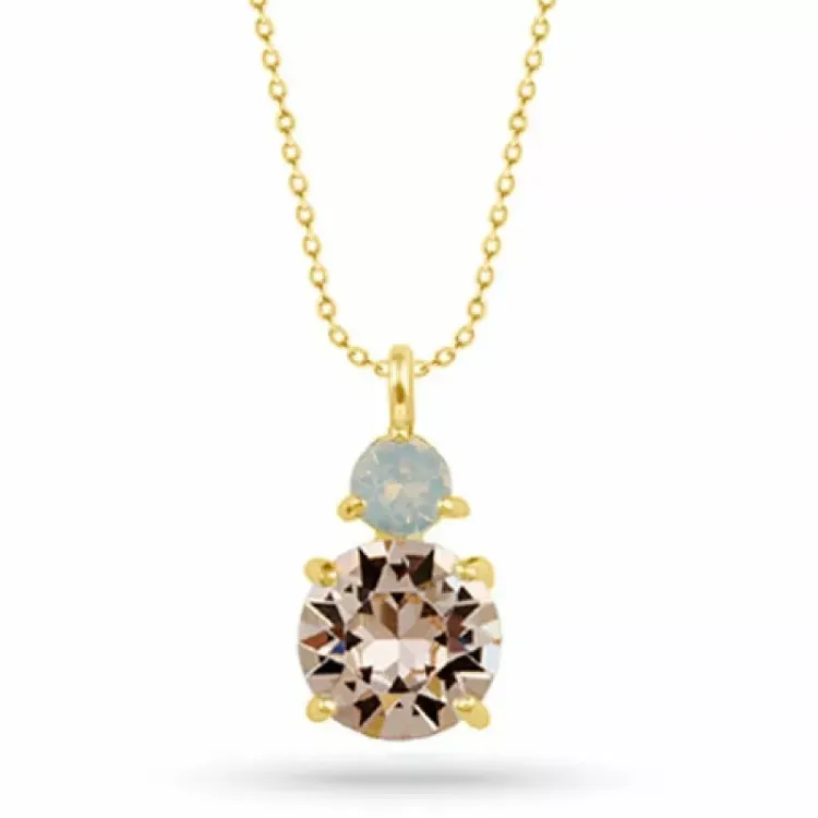 kristal ketting in verguld sterlingzilver met hanger in verguld sterlingzilver