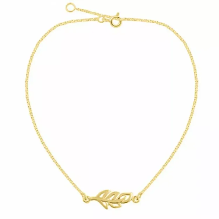 blad armband in verguld sterlingzilver met hanger in verguld sterlingzilver