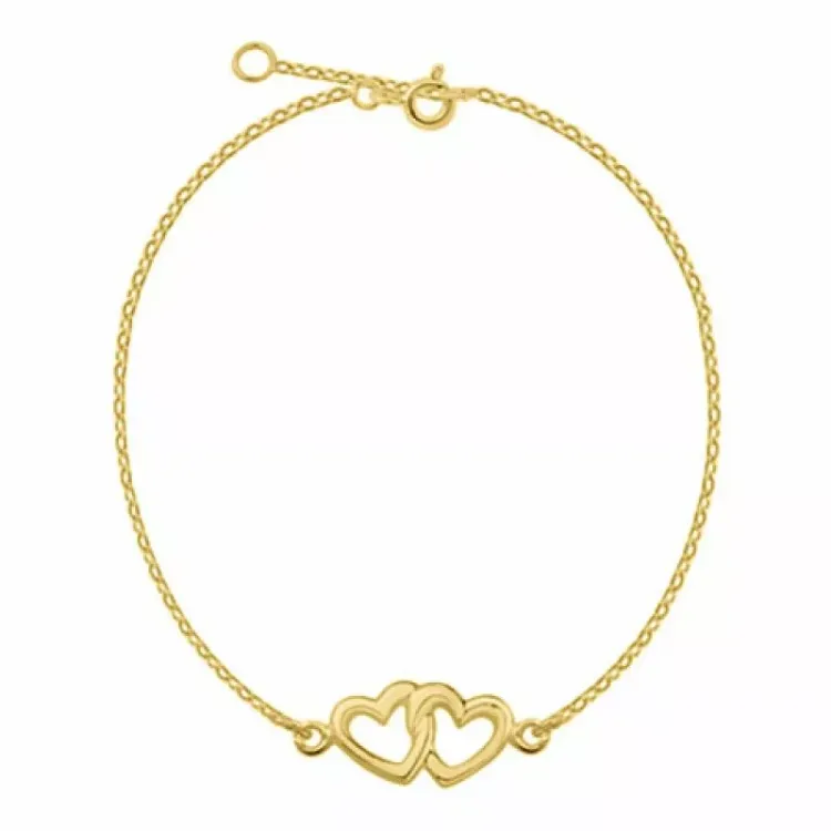 hart armband in verguld sterlingzilver met hartjes hanger in verguld sterlingzilver