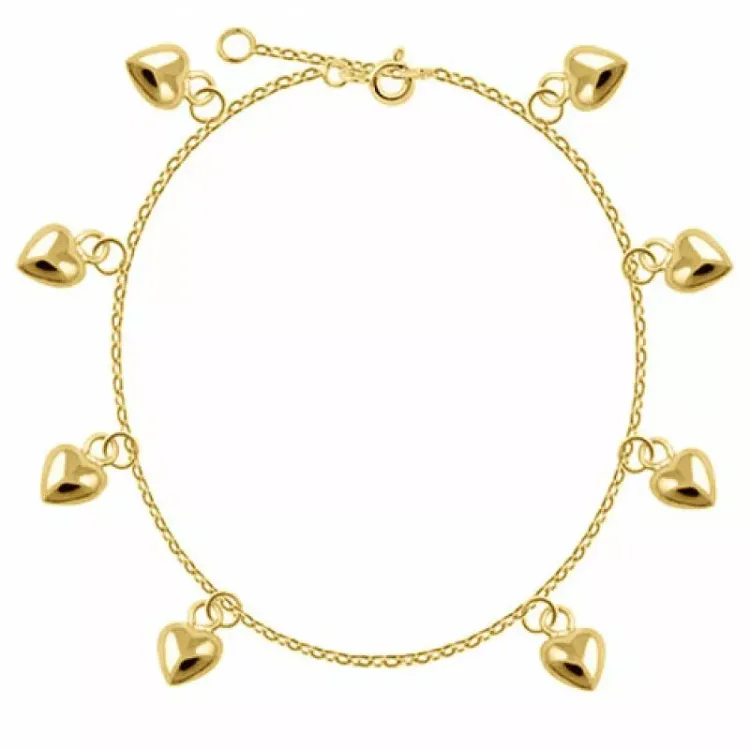 hart armband in verguld sterlingzilver met hanger in verguld sterlingzilver