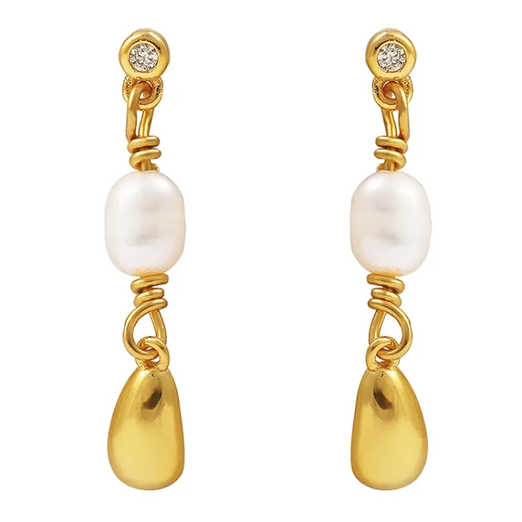 Hultquist Pebble petite oorbellen in verguld sterlingzilver witte zirkoon
