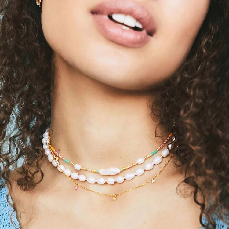Hultquist multikleurige ketting in verguld sterlingzilver