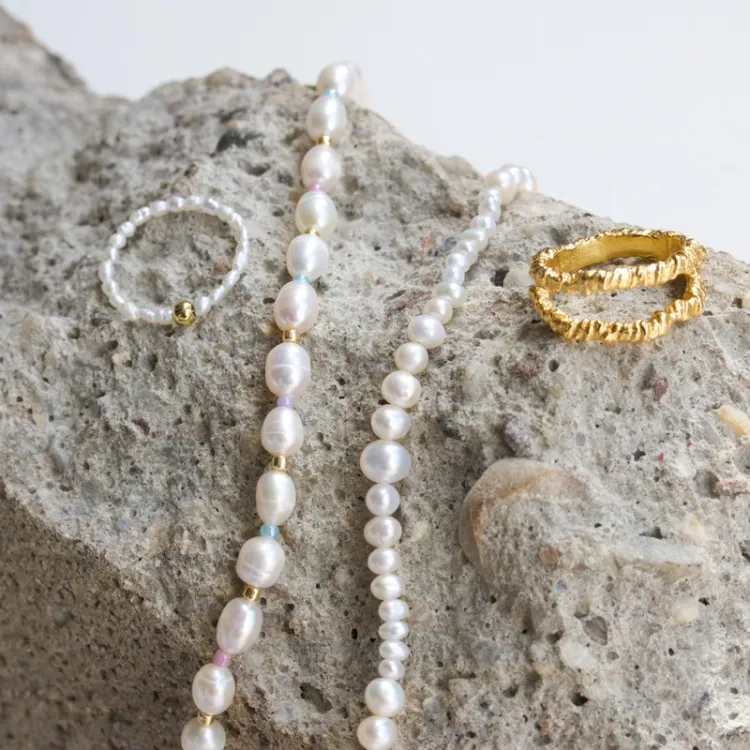 Hultquist Pastel pearl parel armband in verguld sterlingzilver