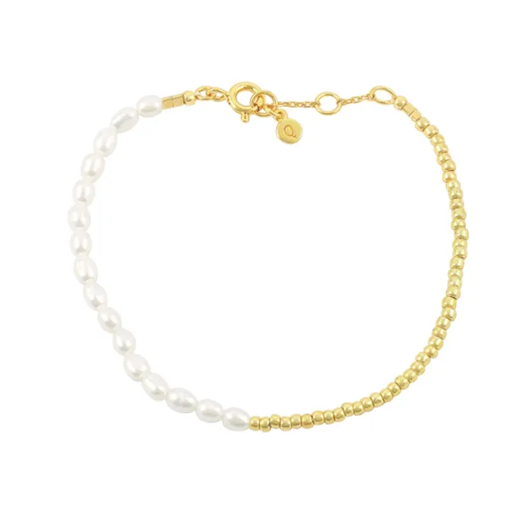 Hultquist Ella plain parel armband in verguld sterlingzilver
