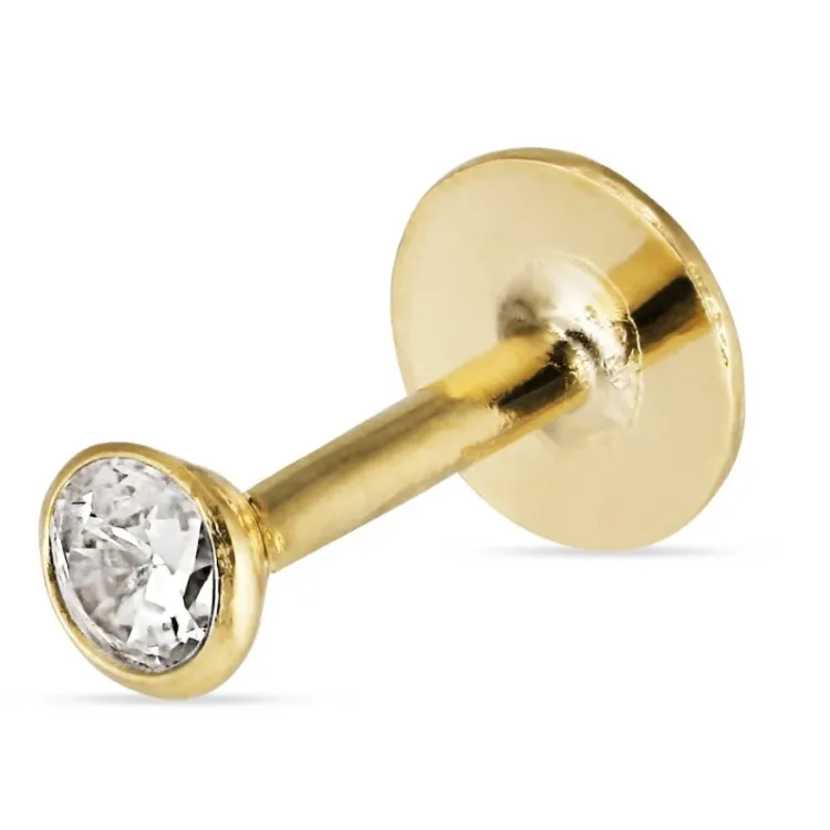 2,5 mm rond helix piercing in 9 karaat goud met zirkoon - Gold Collection