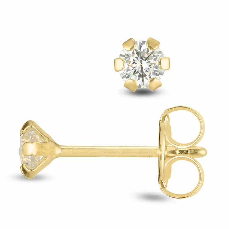 3 mm oorsteker in 9 karaat goud met zirkoon - Gold Collection