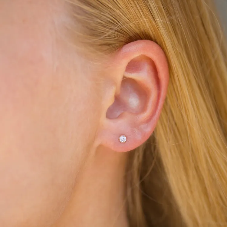 3 mm oorsteker in 9 karaat goud met zirkoon - Gold Collection