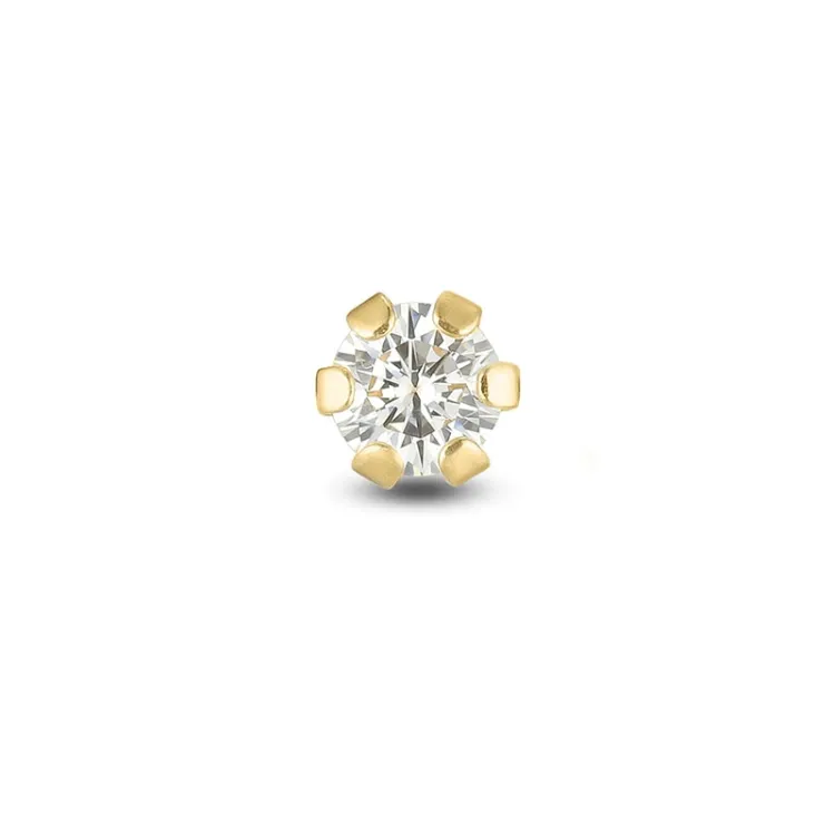 1/2 paar 3 mm oorbellen in 9 karaat goud met zirkoon - Gold Collection