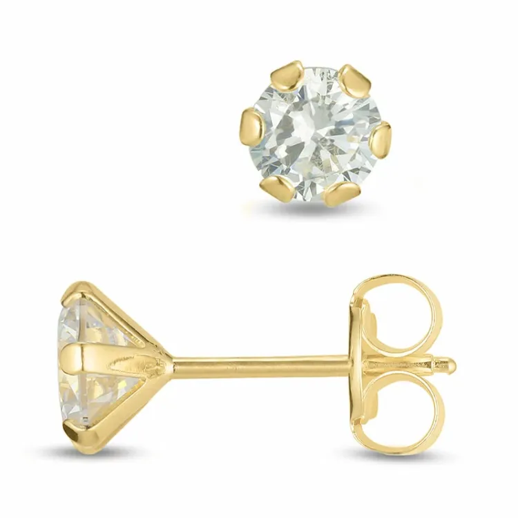 4 mm oorsteker in 9 karaat goud met zirkoon - Gold Collection