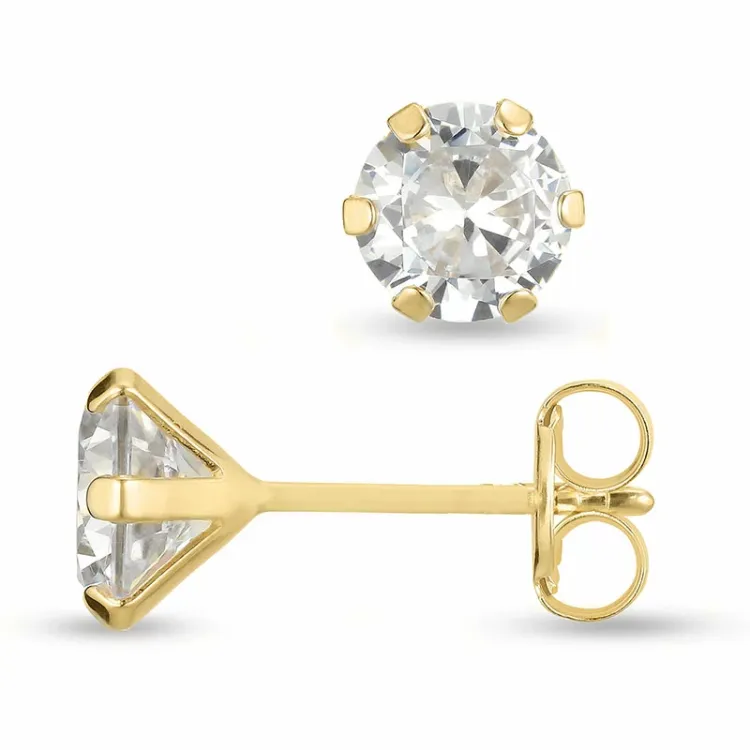 6 mm oorsteker in 9 karaat goud met zirkoon - Gold Collection