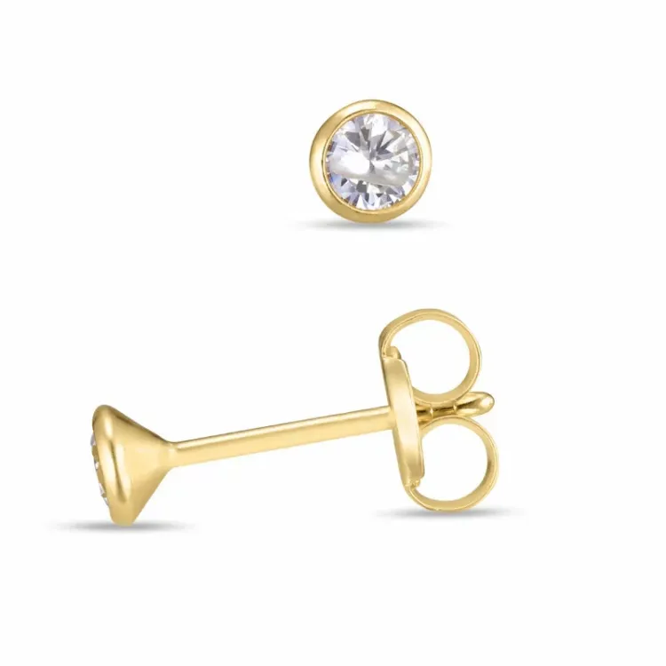 3 mm oorsteker in 9 karaat goud met zirkoon - Gold Collection