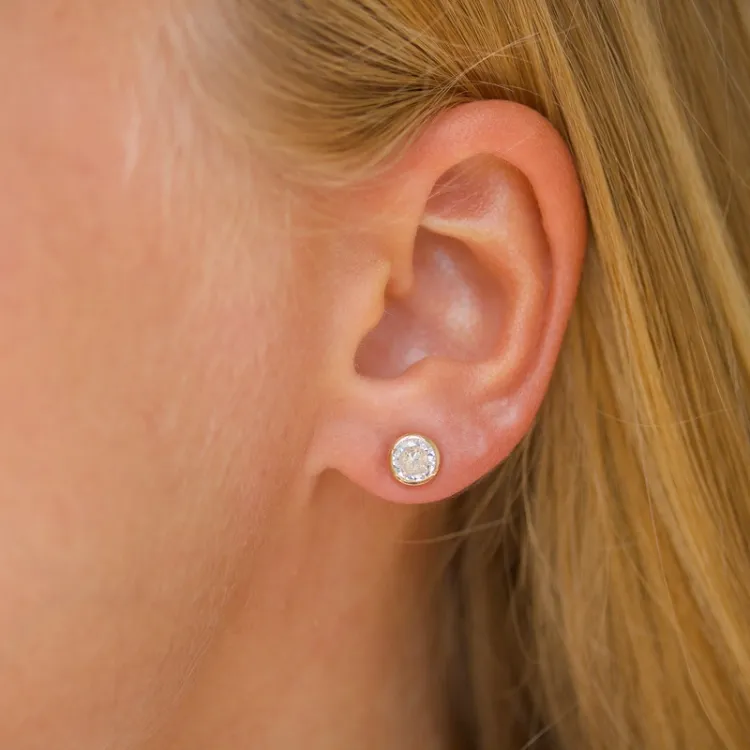 6 mm oorsteker in 9 karaat goud met zirkoon - Gold Collection